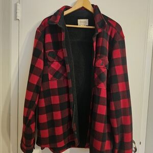 Boston Traders Red and Black Plaid Men's Shirt Jacket NWOT